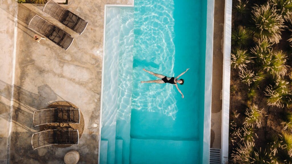 Female enjoying pool